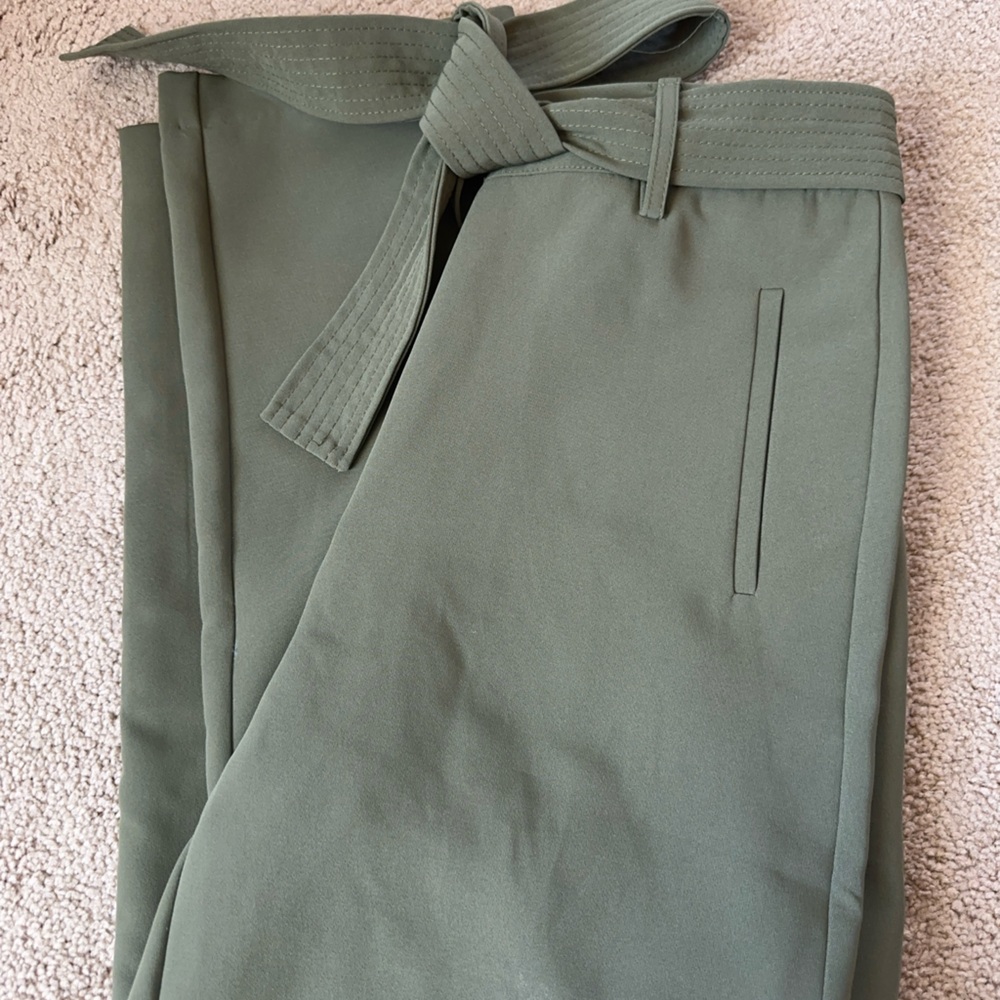 Olive dress tie front dress pants